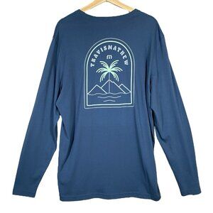 Travis Mathew Cape Breton Long Sleeve Graphic Tee Men's XL Pima Cotton Palm Tree